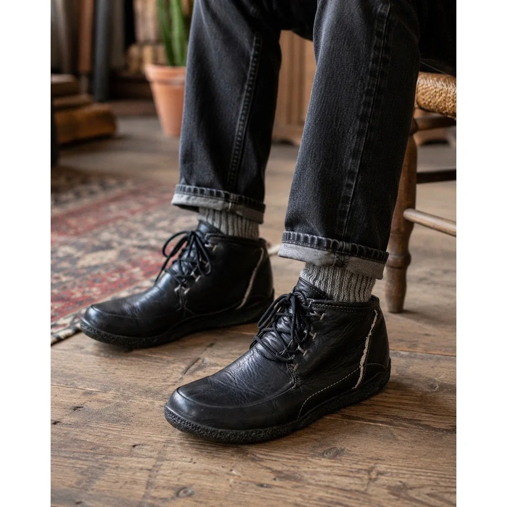 Timberland Men's vintage Leather Black Moc Boot Shoe Size 12